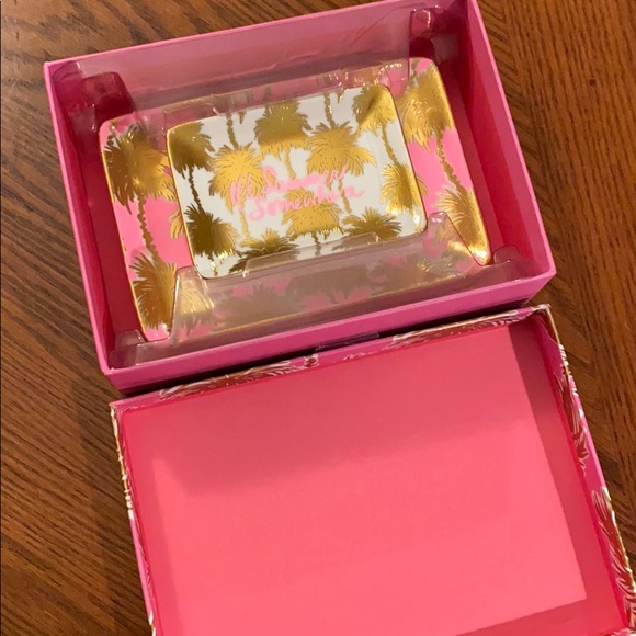 NWB 🐝 Lily Pulitzer Pink Palm Tree Trinket Tray - Picture 4 of 8